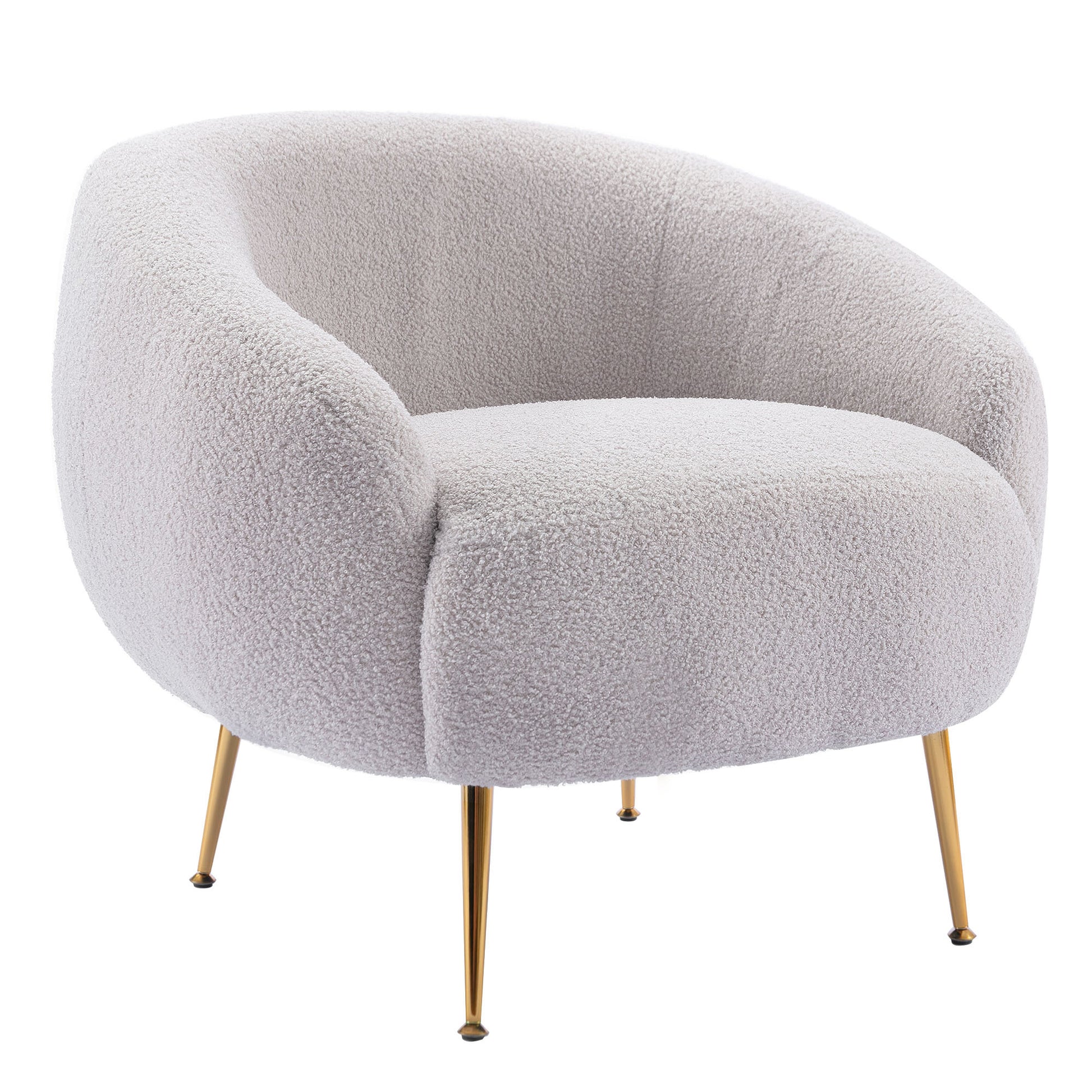 Orisfur. Modern Comfy Leisure Accent Chair, Teddy Short Plush Particle Velvet Armchair With Ottoman For Living Room Grey Foam Altay Velvet