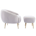 Orisfur. Modern Comfy Leisure Accent Chair, Teddy Short Plush Particle Velvet Armchair With Ottoman For Living Room Grey Foam Altay Velvet