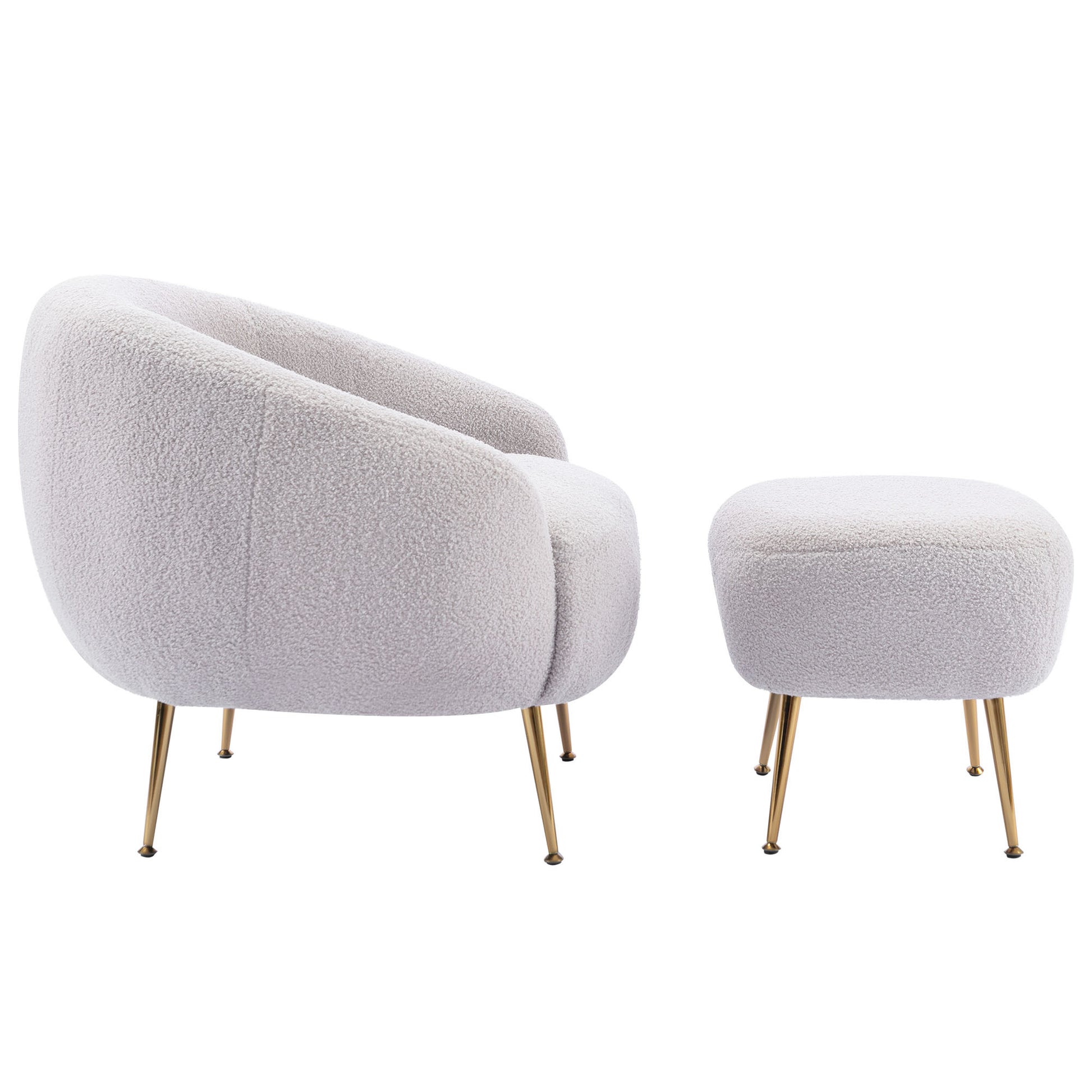Orisfur. Modern Comfy Leisure Accent Chair, Teddy Short Plush Particle Velvet Armchair With Ottoman For Living Room Grey Foam Altay Velvet