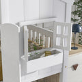 Twin Over Twin House Bunk Bed With Roofwindow, Window Box, Doorwith Safety Guardrails And Ladder,White Twin White Pine