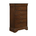 Traditional Design Bedroom Furniture 1Pc Chest Of 5X Drawers Brown Cherry Finish Antique Drop Handles Furniture Brown Mix Bedroom Traditional Solid Wood