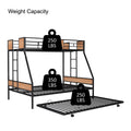 Metal Twin Over Full Bunk Bed With Trundle Heavy Duty Sturdy Metal Noise Reduced Safety Guardrail Wooden Decoration Convenient Trundle Bunk Bed For Three Cpc Certified No Box Spring Needed Black Metal