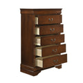 Traditional Design Bedroom Furniture 1Pc Chest Of 5X Drawers Brown Cherry Finish Antique Drop Handles Furniture Brown Mix Bedroom Traditional Solid Wood