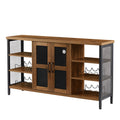 Industrial Wine Bar Cabinet, Liquor Storage Credenza, Sideboard With Wine Racks & Stemware Holder Hazelnut Brown, 55.12''W X 13.78''D X 30.31'' H Brown Oak Particle Board