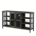 Industrial Wine Bar Cabinet, Liquor Storage Credenza, Sideboard With Wine Racks & Stemware Holder Dark Grey, 55.12''W X 13.78''D X 30.31'' H Dark Gray Particle Board