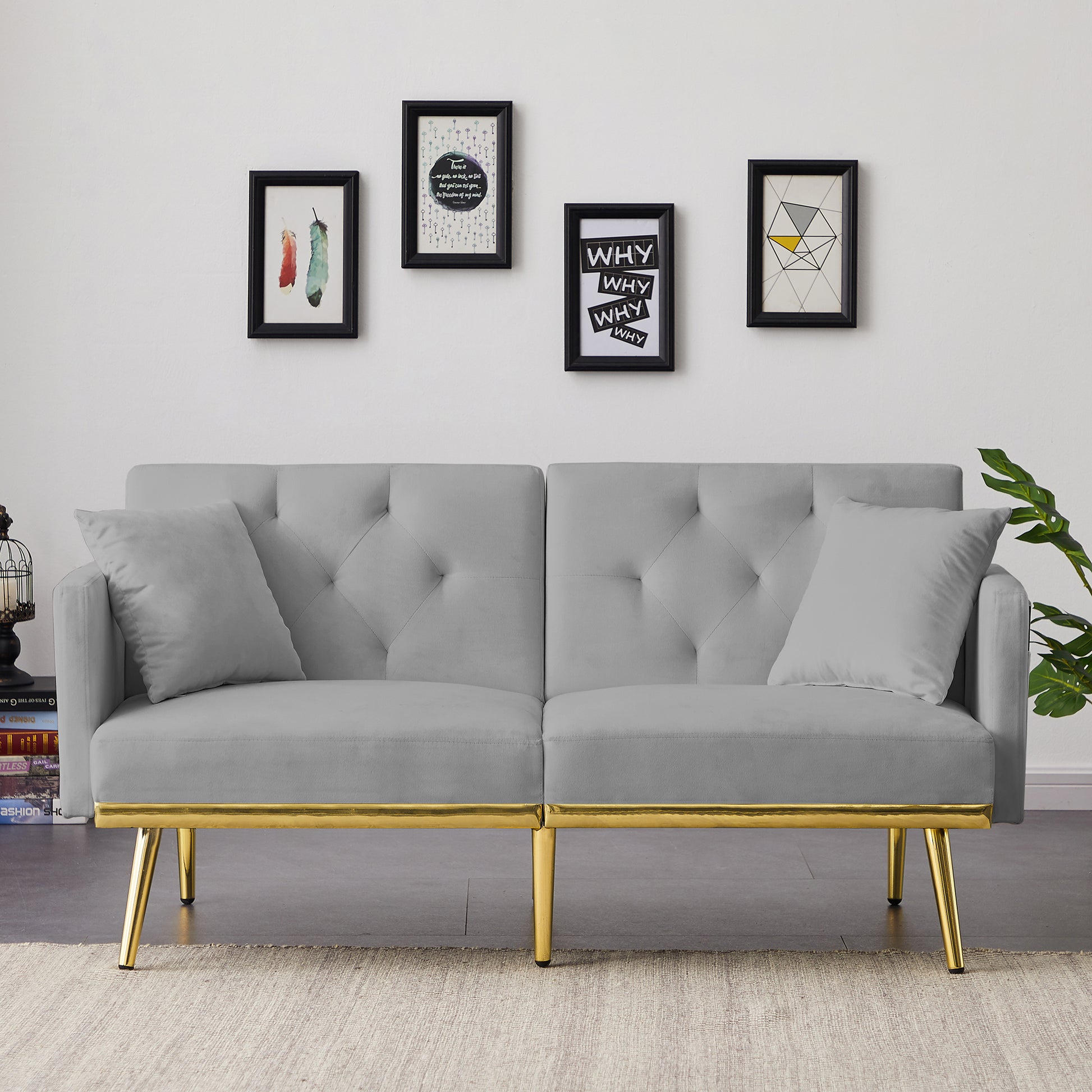 Grey Velvet Sofa Bed Gray Velvet Wood Foam Velvet 2 Seat