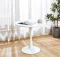 Modern White Round Dining Table, 31.5'' Diameter Solid Metal Base Coffee Table White Iron