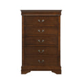 Traditional Design Bedroom Furniture 1Pc Chest Of 5X Drawers Brown Cherry Finish Antique Drop Handles Furniture Brown Mix Bedroom Traditional Solid Wood