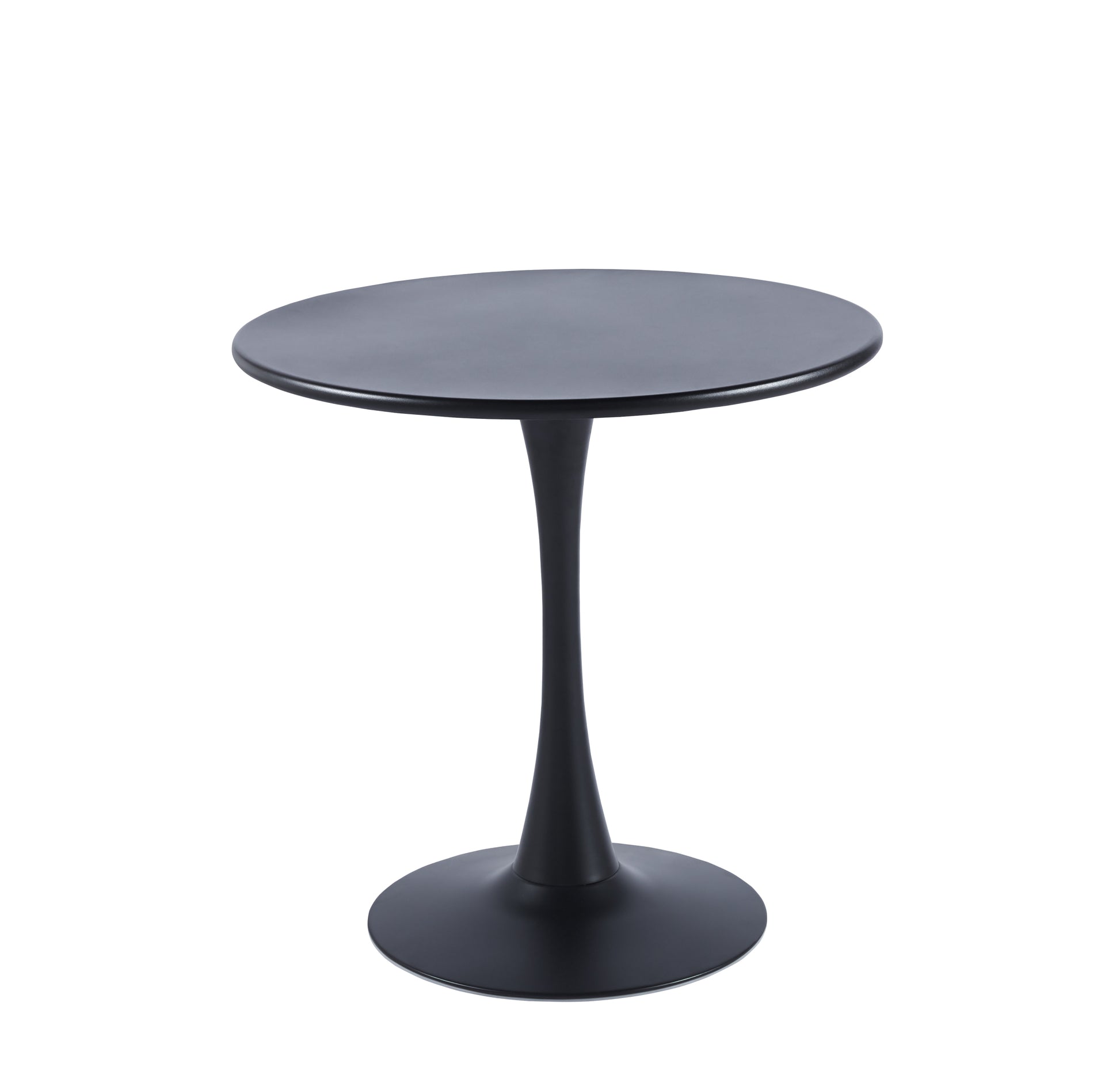 Modern Black Round Dining Table, 31.5" Diameter Solid Metal Base Coffee Table Black Iron