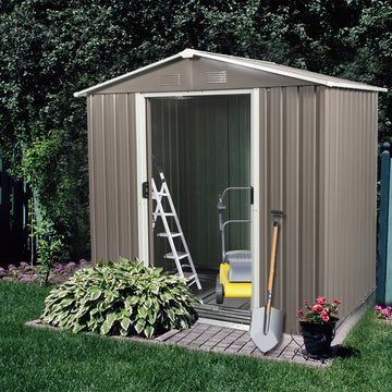 6Ft X 5Ft Outdoor Metal Storage Shed Gray Grey Iron