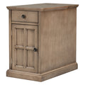 Classic Vintage Livingroom End Table Side Table With Usb Ports And One Multifunctional Drawer With Cup Holders, Antique Brown Antique Brown Solid Wood