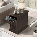 Classic Vintage Livingroom End Table Side Table With Usb Ports And One Multifunctional Drawer With Cup Holders, Antique Espresso Antique Espresso Solid Wood