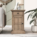 Classic Vintage Livingroom End Table Side Table With Usb Ports And One Multifunctional Drawer With Cup Holders, Antique Brown Antique Brown Solid Wood