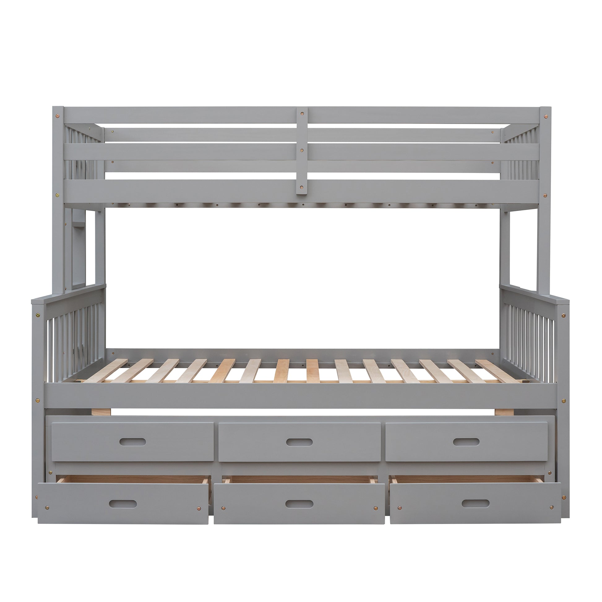 Twin Over Full Bunk Bed With Twin Size Trundleseparable Bunk Bed With Drawers For Bedroom Gray Gray Solid Wood