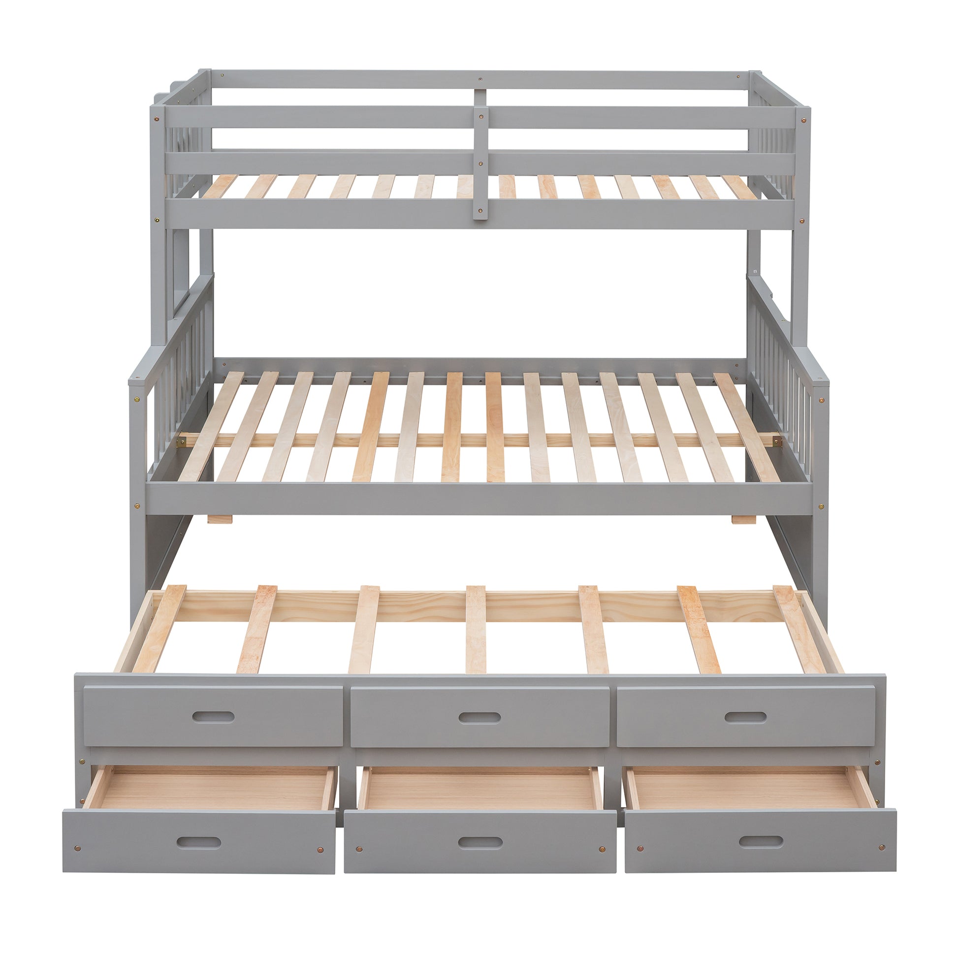 Twin Over Full Bunk Bed With Twin Size Trundleseparable Bunk Bed With Drawers For Bedroom Gray Gray Solid Wood