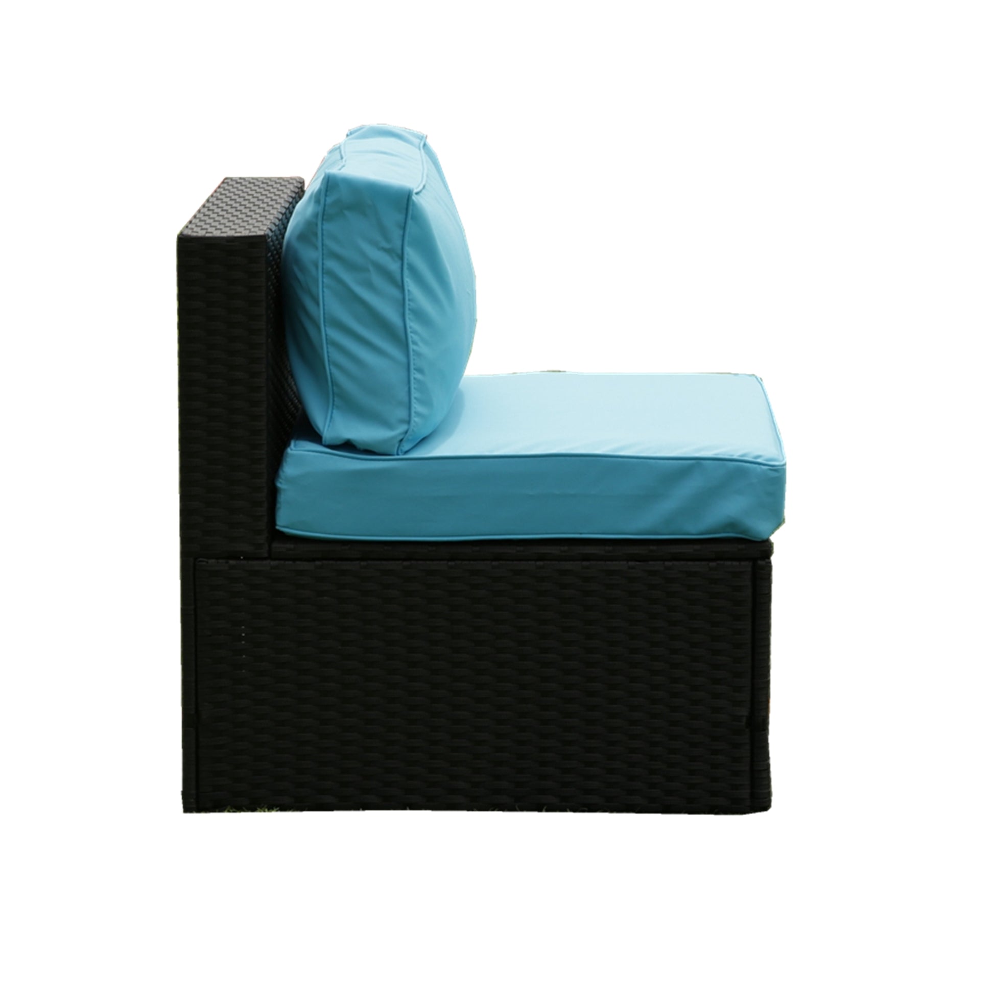 5 Pieces Pe Rattan Sectional Outdoor Furniture Cushioned U Sofa Set With 2 Pillow Yes Sectional Black Blue Rust Resistant Frame Mildew Resistant Cushion Garden & Outdoor Modern Complete Patio Sets Fiber Foam And Polyester Fiber Pad Rattan