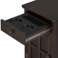 Classic Vintage Livingroom End Table Side Table With Usb Ports And One Multifunctional Drawer With Cup Holders, Antique Espresso Antique Espresso Solid Wood