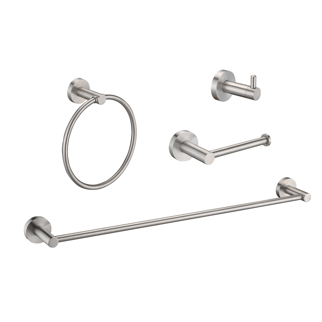 Brushed Nickel Bathroom Hardware Accessories 4 Pieces Set Brushed Nickel Stainless Steel