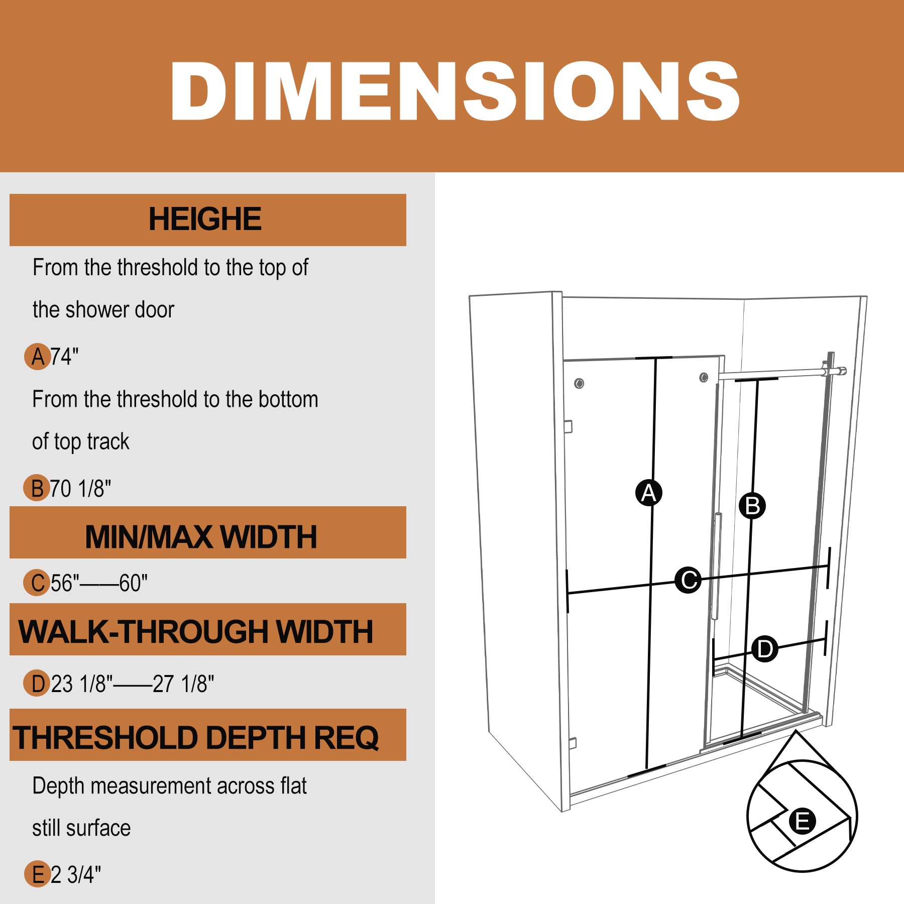 60 In. W X 74 In. H Sliding Frameless Shower Door In Matte Black With 5 16 In. 8 Mm Clear Glass Matte Black Aluminium