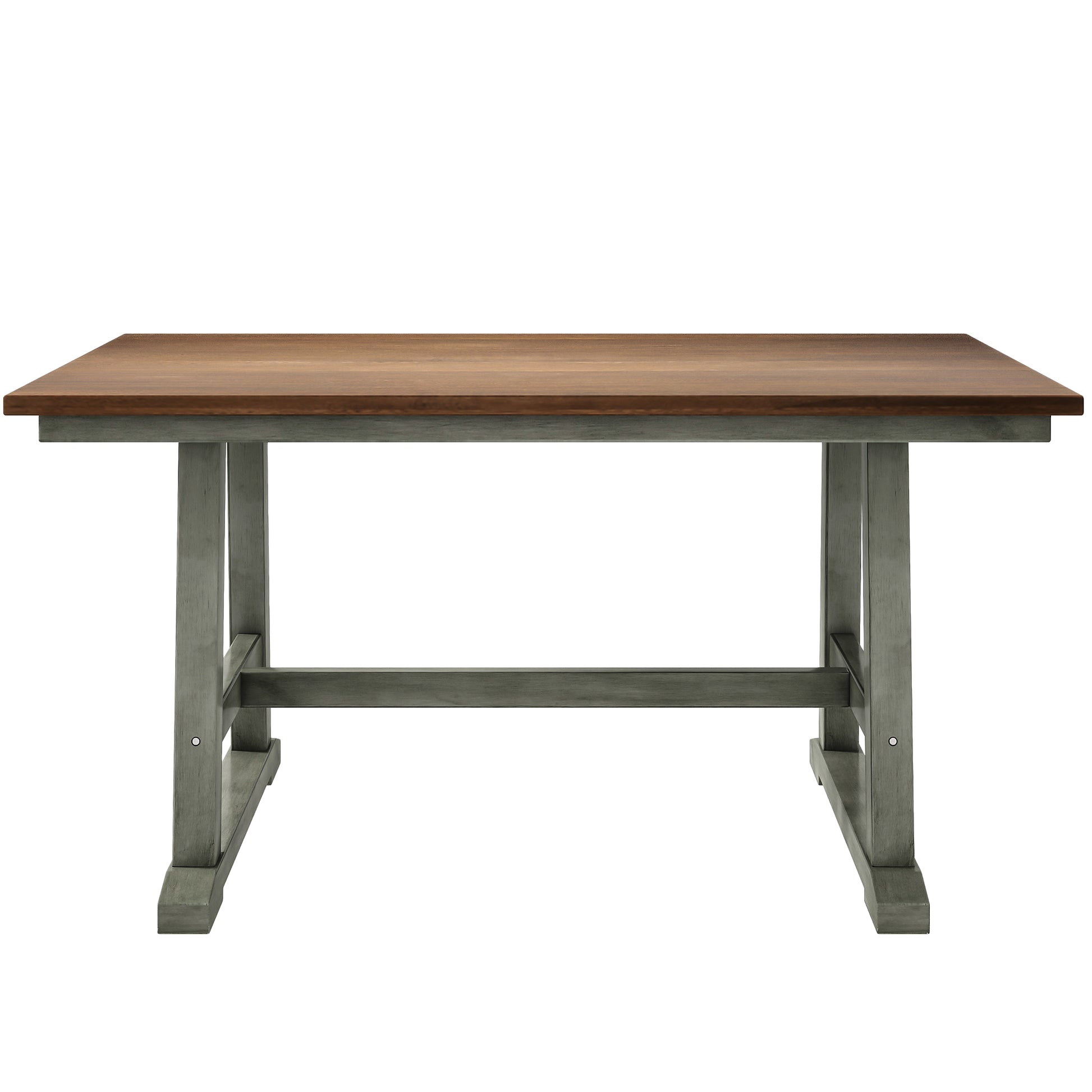 6 Piece Wood Dining Table Set Kitchen Table Set With Long Bench And 4 Dining Chairs, Farmhouse Style, Walnut Gray Gray Wood Dining Room Bench Seating Rubberwood Rectangular Dining Table With Chair And Bench Wood Wood Gray Solid Back Seats 6 60 Inches