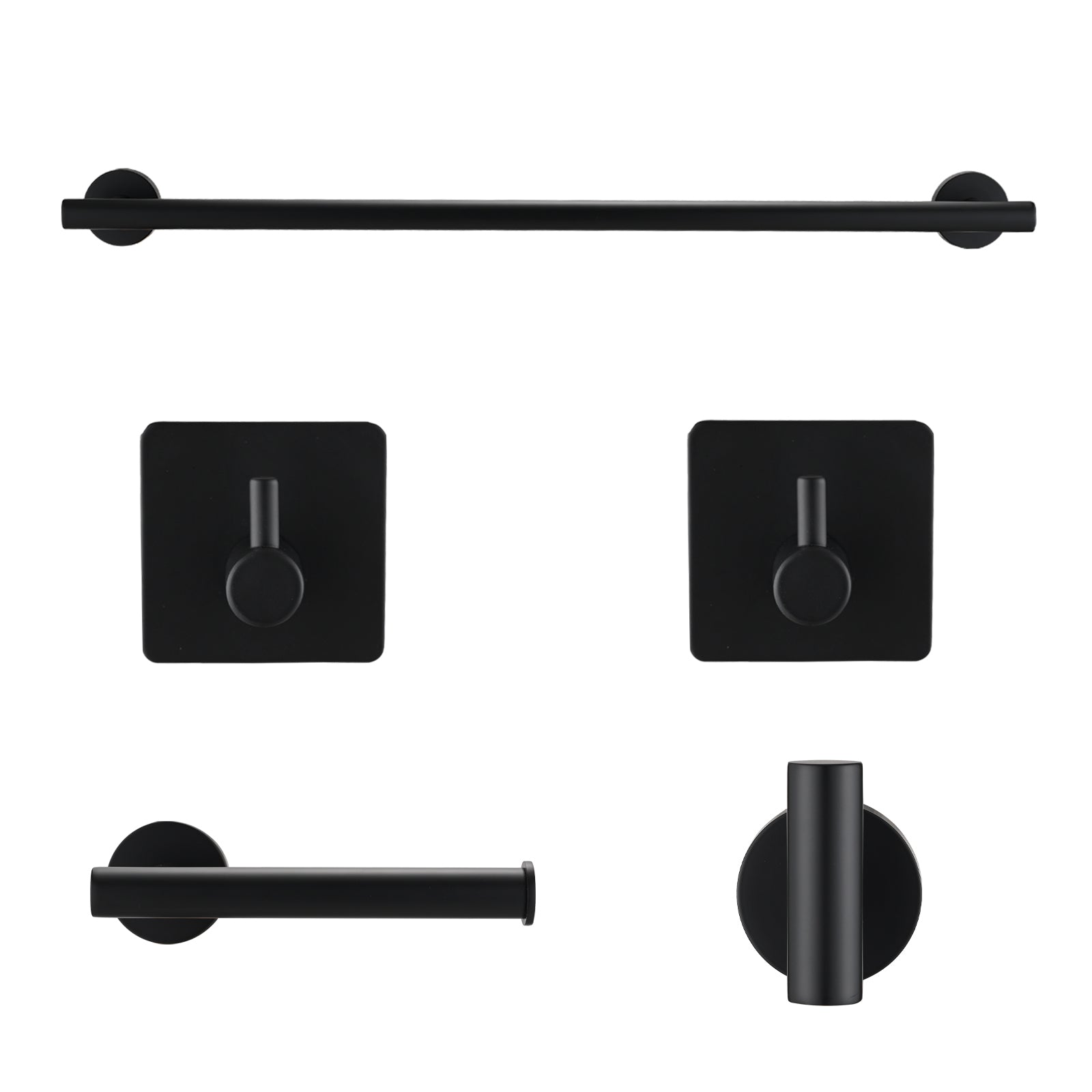 Bathroom Matte Black Hardware Accessories 5 Pieces Set Matte Black Stainless Steel