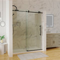 60 In. W X 74 In. H Sliding Frameless Shower Door In Matte Black With 5 16 In. 8 Mm Clear Glass Matte Black Aluminium