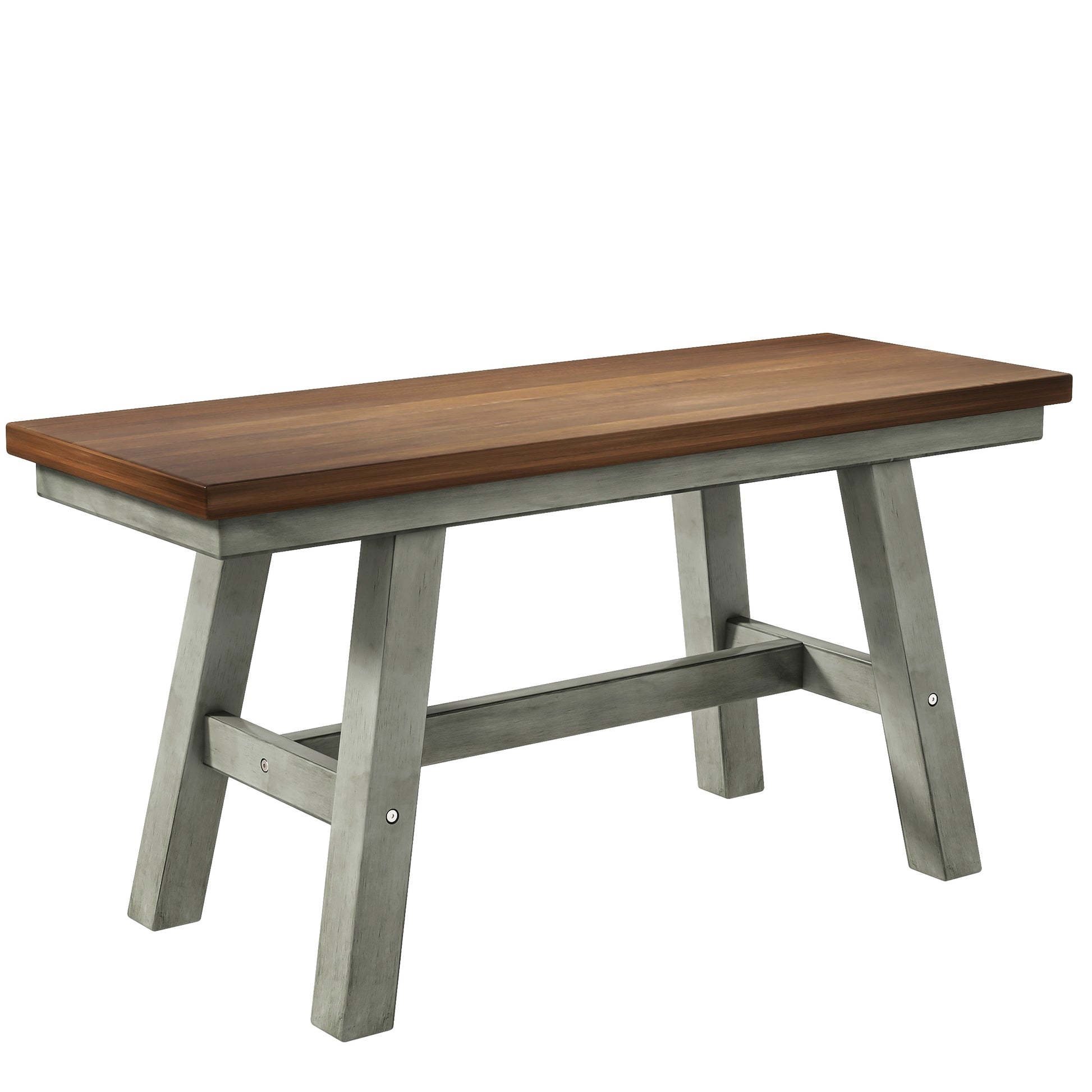 6 Piece Wood Dining Table Set Kitchen Table Set With Long Bench And 4 Dining Chairs, Farmhouse Style, Walnut Gray Gray Wood Dining Room Bench Seating Rubberwood Rectangular Dining Table With Chair And Bench Wood Wood Gray Solid Back Seats 6 60 Inches