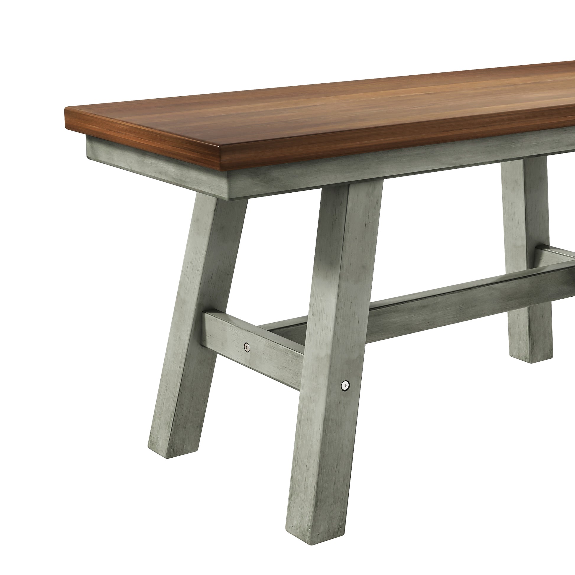 6 Piece Wood Dining Table Set Kitchen Table Set With Long Bench And 4 Dining Chairs, Farmhouse Style, Walnut Gray Gray Wood Dining Room Bench Seating Rubberwood Rectangular Dining Table With Chair And Bench Wood Wood Gray Solid Back Seats 6 60 Inches