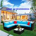 5 Pieces Pe Rattan Sectional Outdoor Furniture Cushioned U Sofa Set With 2 Pillow Yes Sectional Black Blue Rust Resistant Frame Mildew Resistant Cushion Garden & Outdoor Modern Complete Patio Sets Fiber Foam And Polyester Fiber Pad Rattan