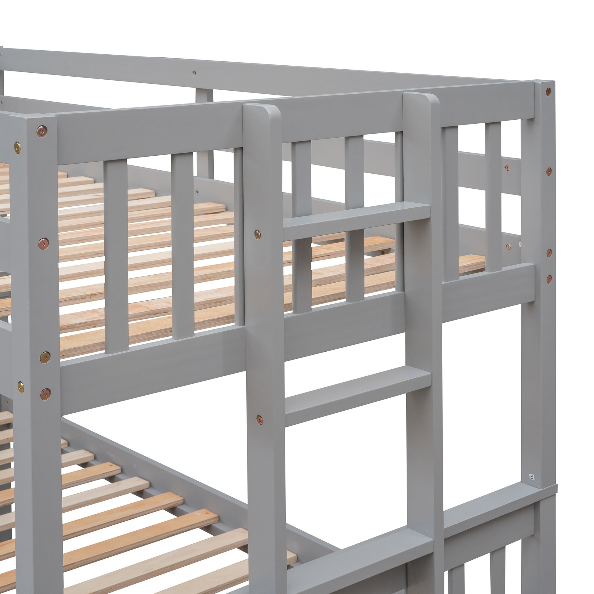 Twin Over Full Bunk Bed With Twin Size Trundleseparable Bunk Bed With Drawers For Bedroom Gray Gray Solid Wood