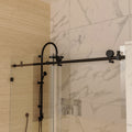 60 In. W X 74 In. H Sliding Frameless Shower Door In Matte Black With 5 16 In. 8 Mm Clear Glass Matte Black Aluminium