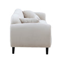 Mid Century Modern 3 Seater Couch Velveteen Sofa With Solid Wood Leg For Living Room, Bedroom, Livingroom Beige Beige Fabric