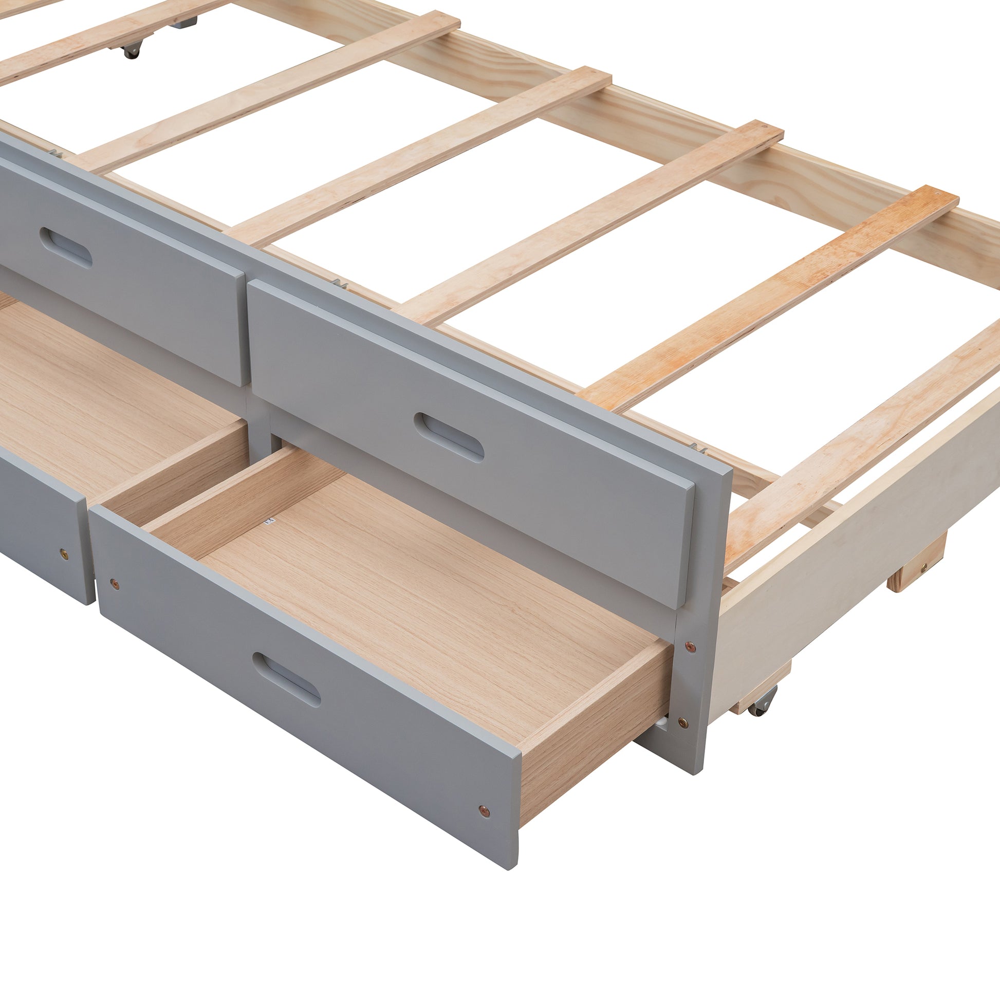 Twin Over Full Bunk Bed With Twin Size Trundleseparable Bunk Bed With Drawers For Bedroom Gray Gray Solid Wood