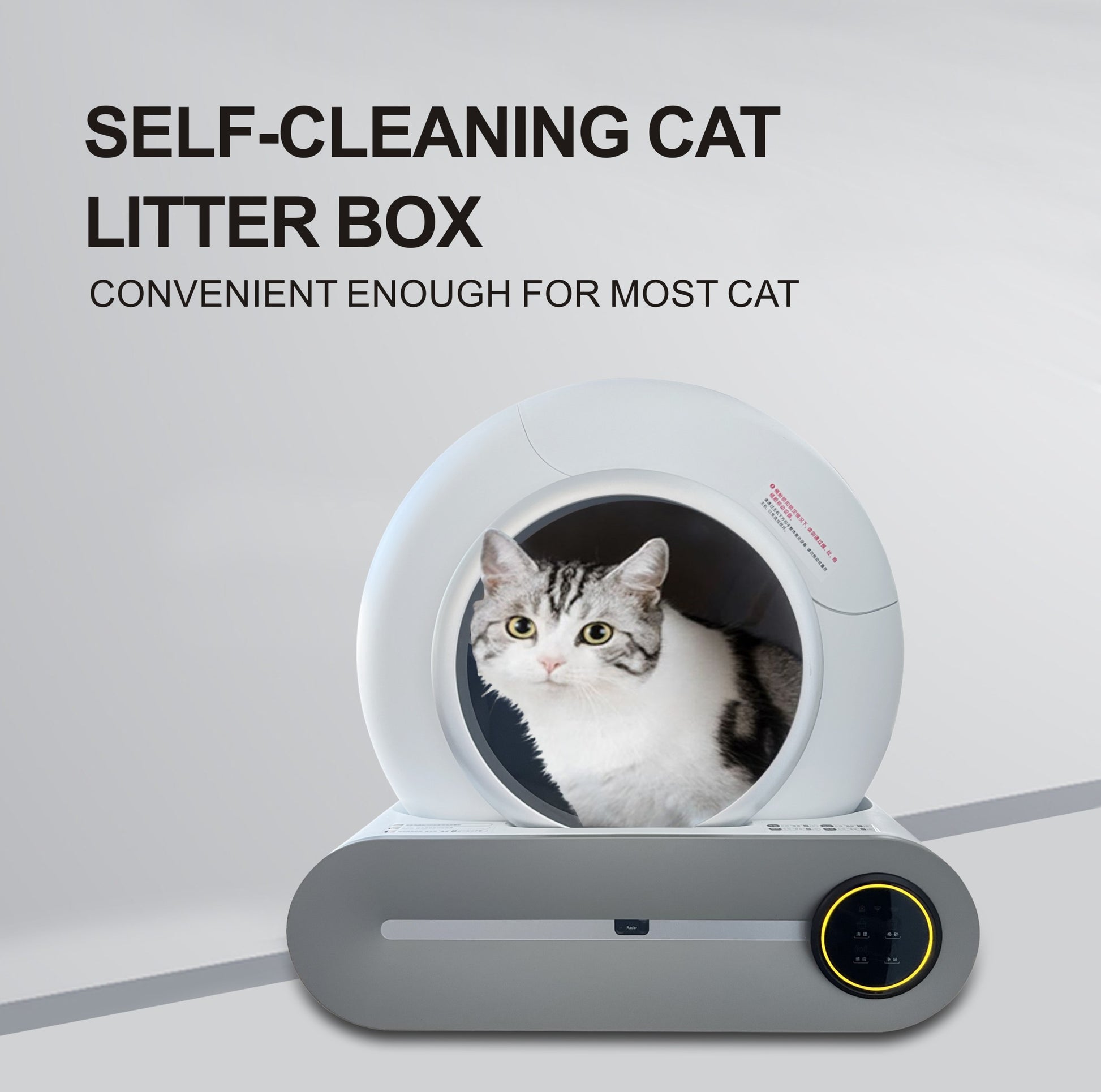 Smart Cat Litter Box Cat Litter Box Self Cleaning Cream White Polypropylene