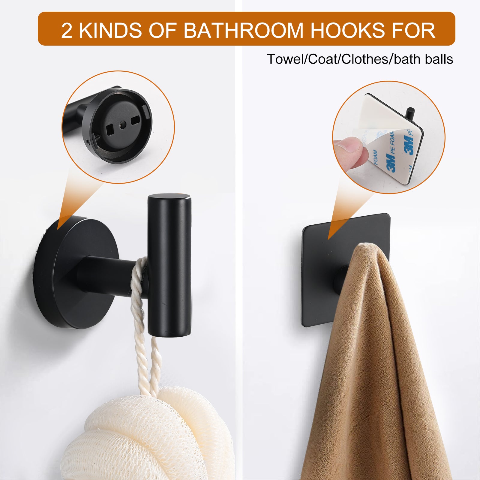 Bathroom Matte Black Hardware Accessories 5 Pieces Set Matte Black Stainless Steel