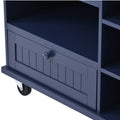 Kitchen Island Cart With Storage Cabinet And Two Locking Wheels,Solid Wood Desktop,Microwave Cabinet,Floor Standing Buffet Server Sideboard For Kitchen Room,Dining Room, Bathroom Dark Blue Dark Blue Mdf