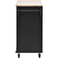 Kitchen Island Cart With Storage Cabinet And Two Locking Wheels,Solid Wood Desktop,Microwave Cabinet,Floor Standing Buffet Server Sideboard For Kitchen Room,Dining Room, Bathroom Black Black Mdf