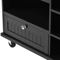 Kitchen Island Cart With Storage Cabinet And Two Locking Wheels,Solid Wood Desktop,Microwave Cabinet,Floor Standing Buffet Server Sideboard For Kitchen Room,Dining Room, Bathroom Black Black Mdf