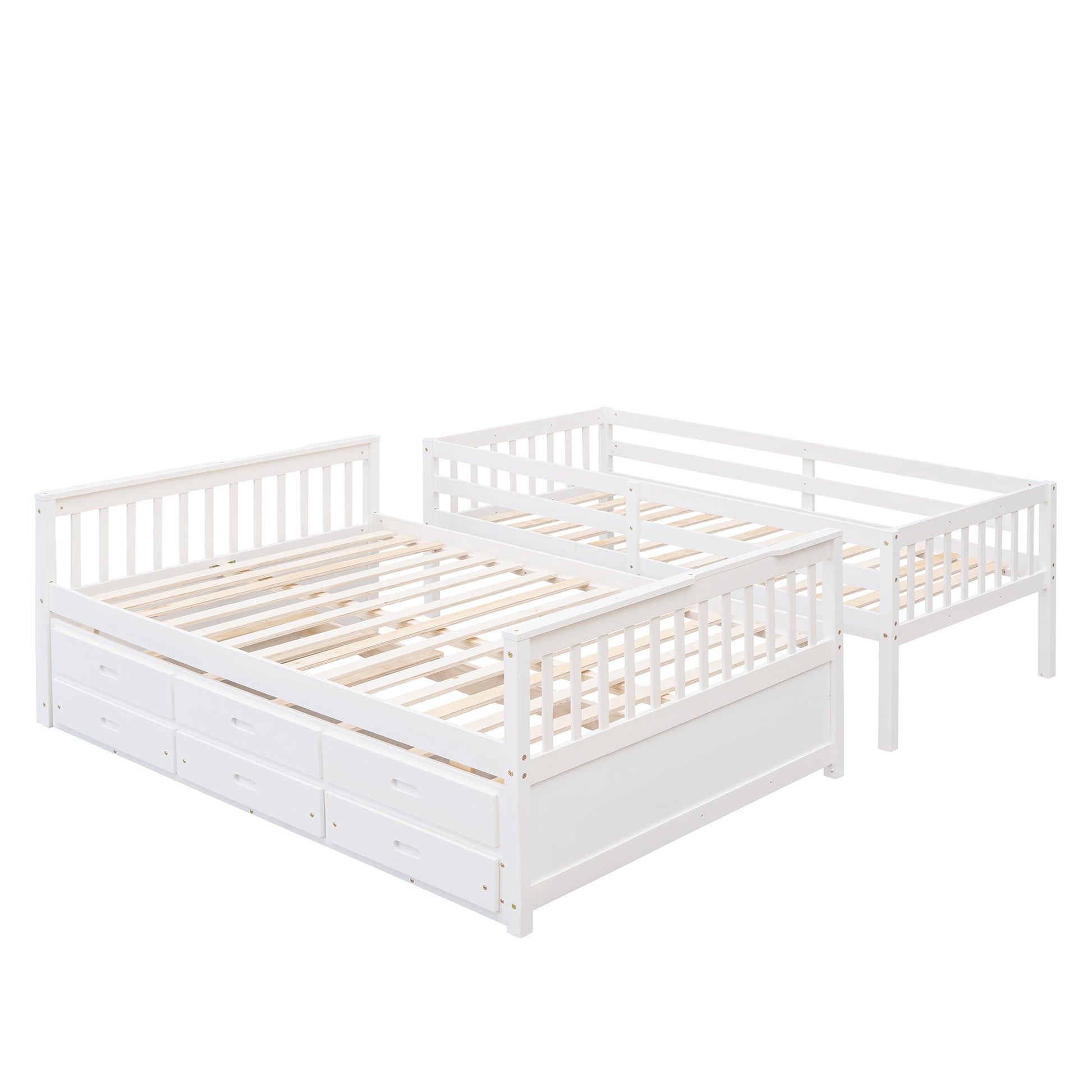 Twin Over Full Bunk Bed With Twin Size Trundleseparable Bunk Bed With Drawers For Bedroom White White Solid Wood