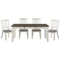 Antique White Finish Dining 5Pc Set Table With 6X Drawers And 4X Side Chairs Upholstered Seats Casual Style Dining Room Furniture Wood Antique White Seats 4 Wood Dining Room Rectangular Dining Table With Chair Wood