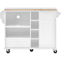 Kitchen Island Cart With Storage Cabinet And Two Locking Wheels,Solid Wood Desktop,Microwave Cabinet,Floor Standing Buffet Server Sideboard For Kitchen Room,Dining Room, Bathroom White White Mdf