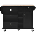 Kitchen Island Cart With Storage Cabinet And Two Locking Wheels,Solid Wood Desktop,Microwave Cabinet,Floor Standing Buffet Server Sideboard For Kitchen Room,Dining Room, Bathroom Black Black Mdf