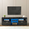 Black Morden Tv Stand With Led Lights,High Glossy Front Tv Cabinet,Can Be Assembled In Lounge Room, Living Room Or Bedroom,Color:Black Black 50 59 Inches Particle Board