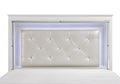 Glamorous Design Bedroom Furniture 1Pc Queen Bed Button Tufted Led Headboard White Finish Faux Alligator Embossed Textured Panels Bed Queen White Bedroom Glam,Modern Wood