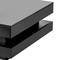 High Gloss Minimalist Design With Led Lights, 2 Tier Square Coffee Table, Center Table For Living Room, 31.5''X31.5''X14.2'',Black Black Particle Board