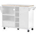 Kitchen Island Cart With Storage Cabinet And Two Locking Wheels,Solid Wood Desktop,Microwave Cabinet,Floor Standing Buffet Server Sideboard For Kitchen Room,Dining Room, Bathroom White White Mdf