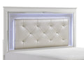 Glamorous Design Bedroom Furniture 1Pc Queen Bed Button Tufted Led Headboard White Finish Faux Alligator Embossed Textured Panels Bed Queen White Bedroom Glam,Modern Wood