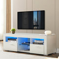 White Morden Tv Stand With Led Lights,High Glossy Front Tv Cabinet,Can Be Assembled In Lounge Room, Living Room Or Bedroom,Color:White White Primary Living Space 50 59 Inches 50 59 Inches Classic 60 Inches Foam Particle Board