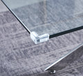 Rectangular Tempered Glass Dining Table, Modern Dining Room Interior Design, For 6 People Silver Glass