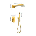 Shower System,Waterfall Rainfall Shower Head With Handheld, Shower Faucet Set For Bathroom Wall Mounted Gold Brass